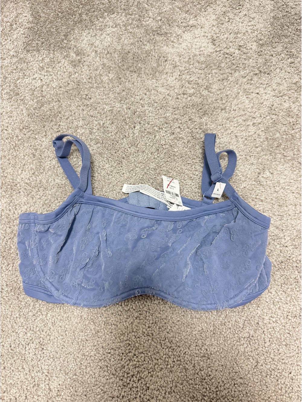 Pink Victoria's Secret Wink Unlined Scoop Bra in blue Bubble Embossed Size L